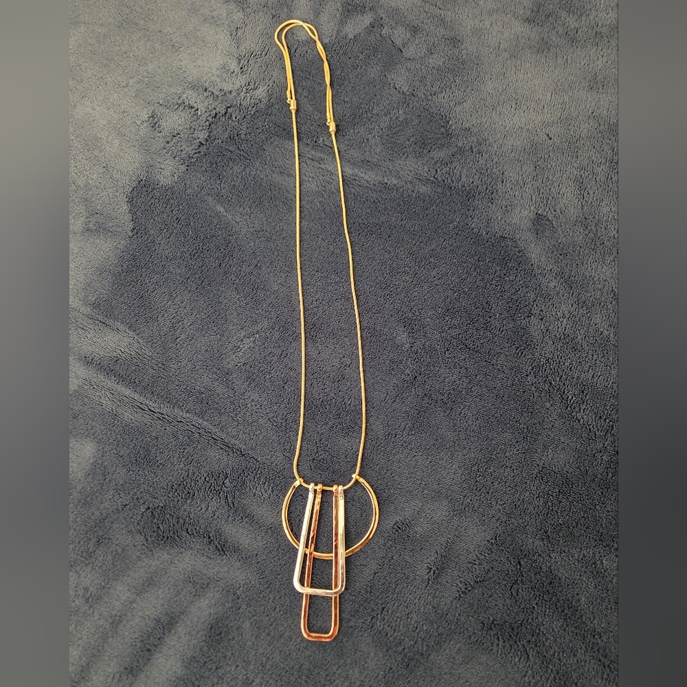 Art Deco Style Adjustable Necklace Copper Base With Silver, Rose Gold And Gold - Picture 1 of 8